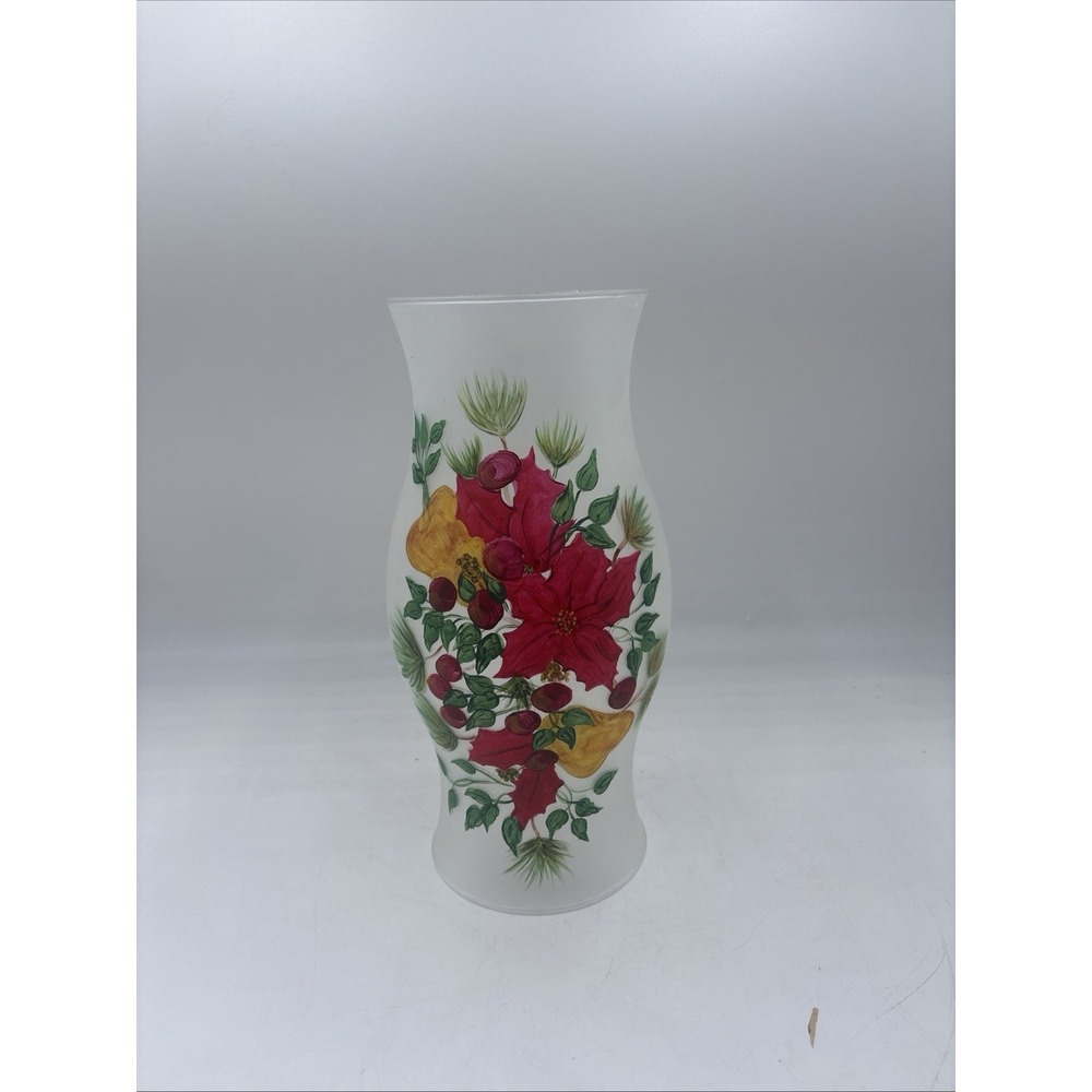 Glass Hurricane. Christmas Hand PaintPoinsettia